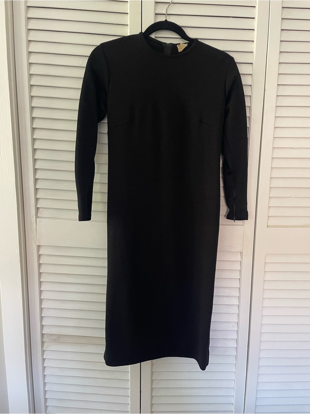 Vintage (Circa 1950s-60s) Long Sleeve Black Sheath Dress